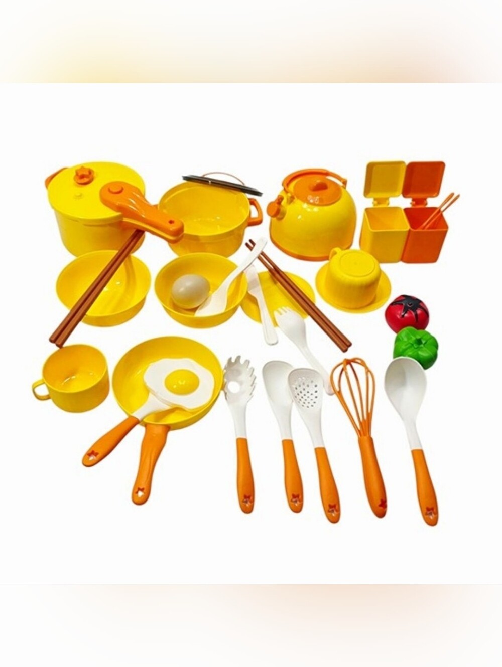MINI Kids Kitchen Playset Cooking Pots Pans Utensils Pretend Play Food Toy